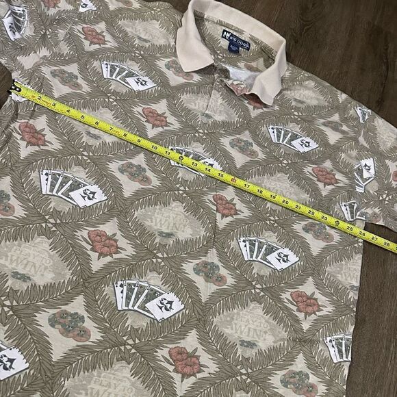 Vintage Big Dogs Cards and Poker Chips Print Mens Beige Polo Shirt Size 3X - Picture 5 of 6